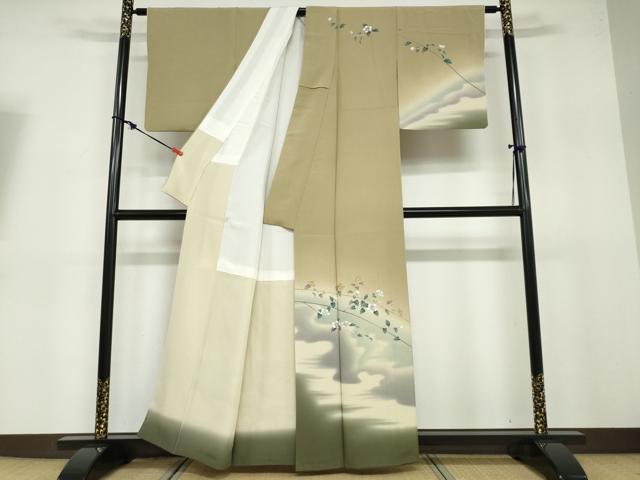 平和屋着物●訪問着 友禅 作家物 枝花文 暈し染め 正絹 逸品 DABB0631ud