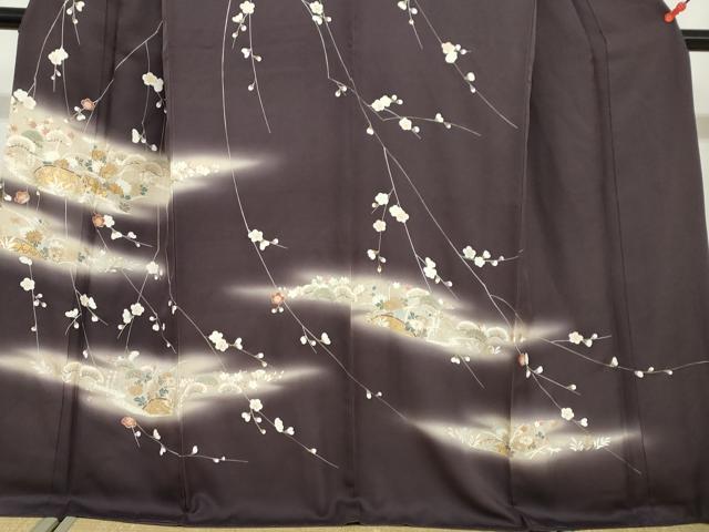 平和屋着物●訪問着 流水草花籬文 暈し染め 金彩 正絹 逸品 DABB0634ud