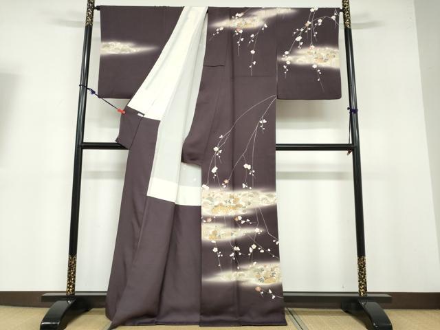 平和屋着物●訪問着 流水草花籬文 暈し染め 金彩 正絹 逸品 DABB0634ud