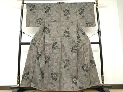 平和屋着物●本場大島紬 7マルキ 蔦の葉草花文 正絹 逸品 未使用 DABB0635ud