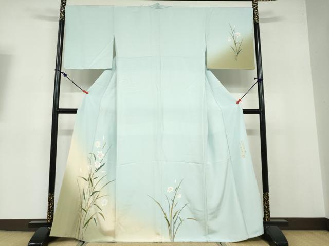 平和屋着物●史上初の女性友禅師 京都府伝統産業優秀技術者 京の名工 岡山武子 訪問着 草花文 暈し染め さが美扱い 正絹 逸品 DABB0639ud