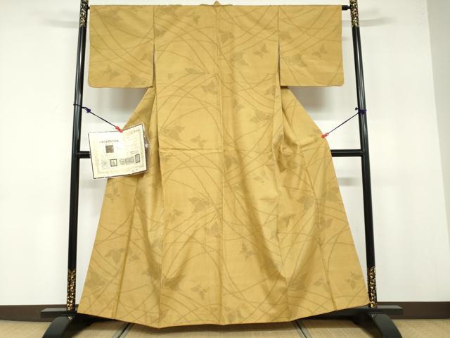 平和屋着物●本場真綿勝結城紬 百山亀甲 100亀甲 舞蝶文 認定証付き 正絹 逸品 DABB0649ud