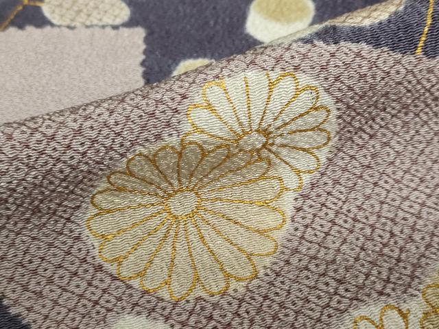 平和屋着物●訪問着 地紙鹿の子草花文 金彩 鬼しぼ縮緬 正絹 逸品 DABB0651ud