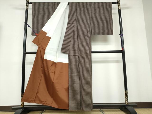 平和屋着物●本場大島紬 7マルキ 縞 正絹 逸品 DABB0654ud