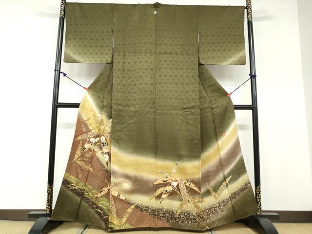 平和屋着物●訪問着 草花文 暈し染め 金彩 正絹 逸品 DABB0658ud