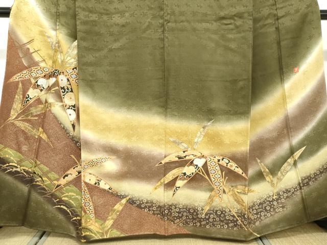 平和屋着物●訪問着 草花文 暈し染め 金彩 正絹 逸品 DABB0658ud