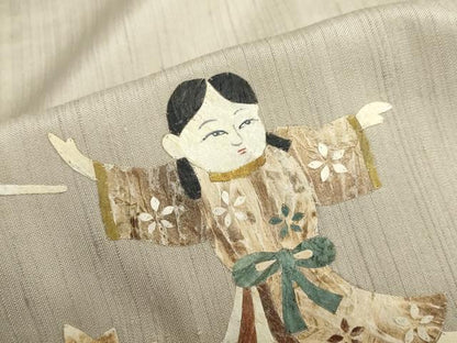 平和屋着物●蓑虫工芸作家 田尾笛秋 訪問着 紬地 童子遊び 正絹 逸品 未使用 DABB0659ud