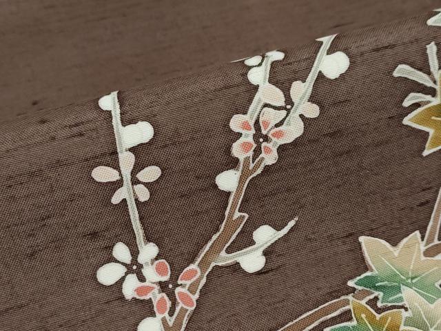 平和屋着物●訪問着 友禅 白山紬 枝花文 正絹 逸品 DABB0661ud