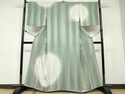 平和屋着物●ファッションデザイナー コシノアヤコ 訪問着 刺繍 草花文 蛍暈し 金糸 正絹 逸品 DABB0662ud