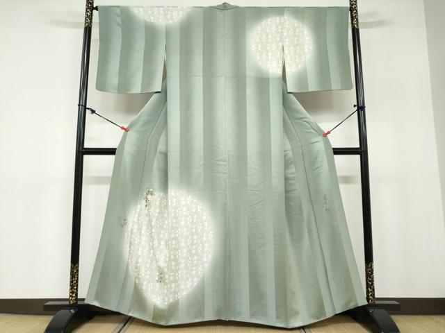 平和屋着物●ファッションデザイナー コシノアヤコ 訪問着 刺繍 草花文 蛍暈し 金糸 正絹 逸品 DABB0662ud