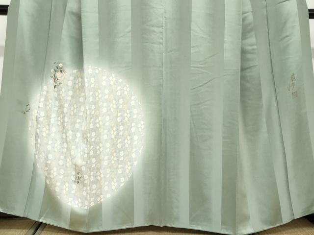 平和屋着物●ファッションデザイナー コシノアヤコ 訪問着 刺繍 草花文 蛍暈し 金糸 正絹 逸品 DABB0662ud