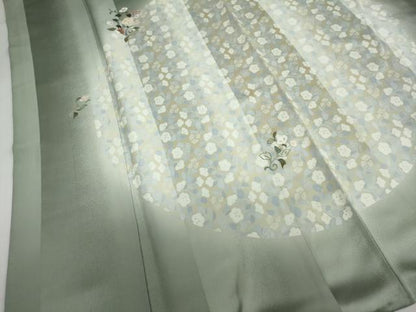 平和屋着物●ファッションデザイナー コシノアヤコ 訪問着 刺繍 草花文 蛍暈し 金糸 正絹 逸品 DABB0662ud