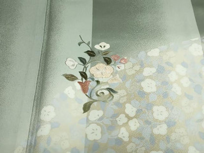 平和屋着物●ファッションデザイナー コシノアヤコ 訪問着 刺繍 草花文 蛍暈し 金糸 正絹 逸品 DABB0662ud