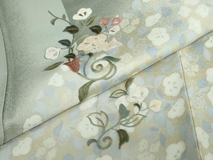 平和屋着物●ファッションデザイナー コシノアヤコ 訪問着 刺繍 草花文 蛍暈し 金糸 正絹 逸品 DABB0662ud