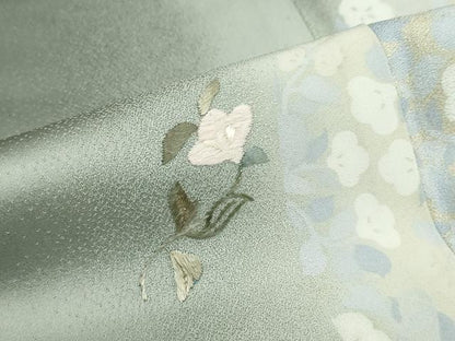 平和屋着物●ファッションデザイナー コシノアヤコ 訪問着 刺繍 草花文 蛍暈し 金糸 正絹 逸品 DABB0662ud