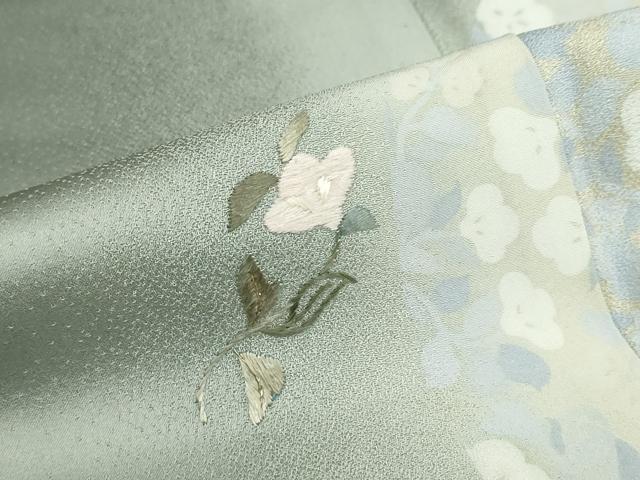 平和屋着物●ファッションデザイナー コシノアヤコ 訪問着 刺繍 草花文 蛍暈し 金糸 正絹 逸品 DABB0662ud