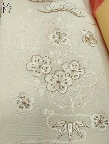 平和屋着物●振袖用長襦袢 袷 舞桜文 半衿刺繍 正絹 逸品 DABB0665ud