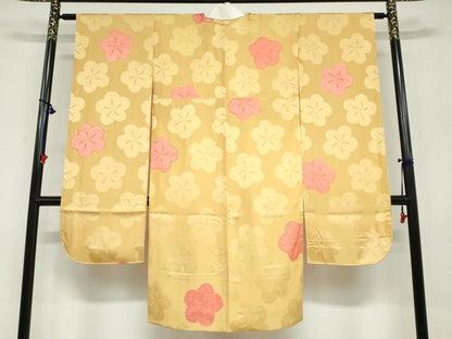 平和屋着物●振袖用長襦袢 袷 舞桜文 半衿刺繍 正絹 逸品 DABB0665ud