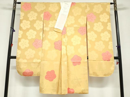 平和屋着物●振袖用長襦袢 袷 舞桜文 半衿刺繍 正絹 逸品 DABB0665ud
