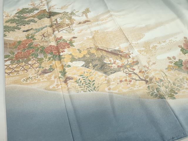 平和屋着物●豪華色留袖 寿光織 栄華春秋園 暈し染め 金糸 正絹 逸品 DABB0667ud