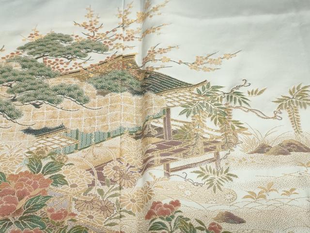平和屋着物●豪華色留袖 寿光織 栄華春秋園 暈し染め 金糸 正絹 逸品 DABB0667ud