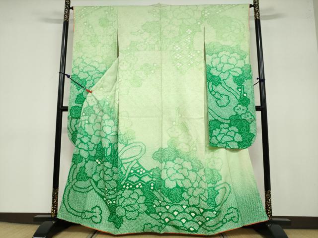 平和屋着物●豪華振袖 総絞り 草花文 暈し染め 正絹 逸品 未使用 DABB0680ud