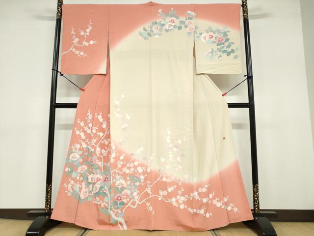 平和屋着物●訪問着 友禅 作家物 枝花文 暈し染め 正絹 逸品 DABB0681ud