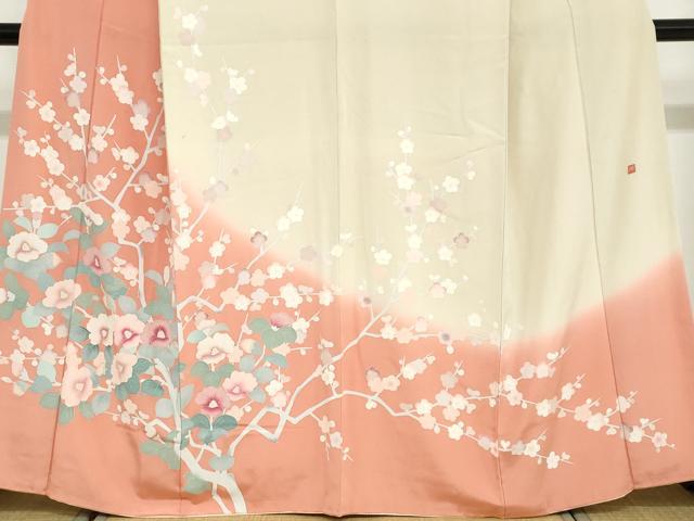 平和屋着物●訪問着 友禅 作家物 枝花文 暈し染め 正絹 逸品 DABB0681ud