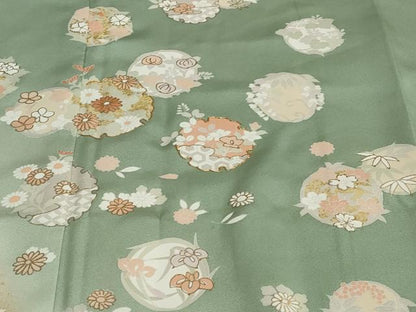 平和屋着物●訪問着 駒刺繍 雪輪草花文 暈し染め 金彩 正絹 逸品 未使用 DABB0683ud