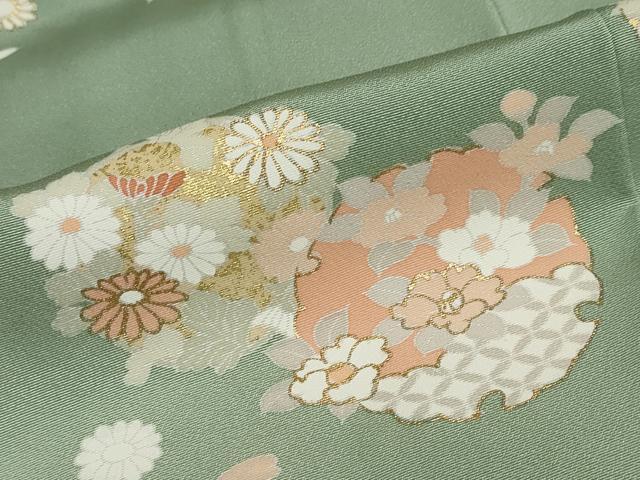 平和屋着物●訪問着 駒刺繍 雪輪草花文 暈し染め 金彩 正絹 逸品 未使用 DABB0683ud