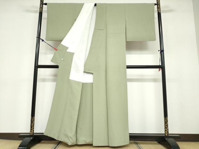 平和屋着物●上質な色無地 若菜色 正絹 逸品 DABB0691ud