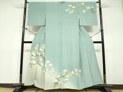 平和屋着物●本加賀友禅作家 成竹登茂男 訪問着 枝花文 暈し染め 正絹 逸品 DABB0692ud