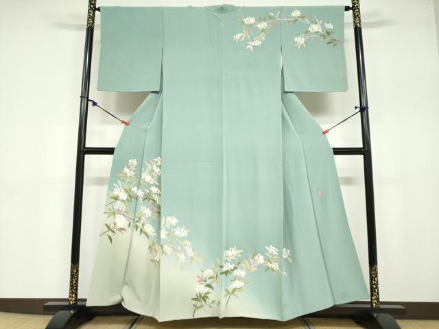 平和屋着物●本加賀友禅作家 成竹登茂男 訪問着 枝花文 暈し染め 正絹 逸品 DABB0692ud