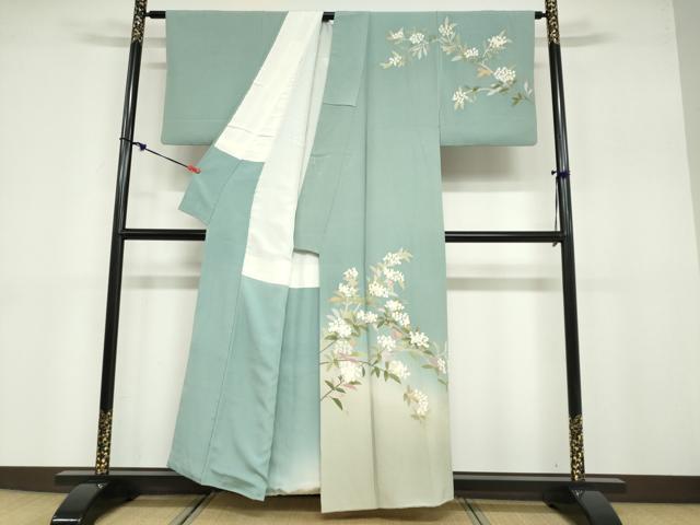 平和屋着物●本加賀友禅作家 成竹登茂男 訪問着 枝花文 暈し染め 正絹 逸品 DABB0692ud