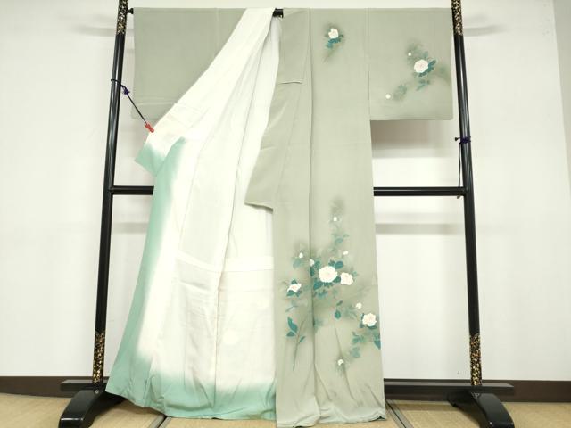 平和屋着物●訪問着 友禅 作家物 枝椿文 暈し染め 正絹 逸品 DABB0700ud