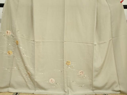平和屋着物●訪問着 駒刺繍 雪輪草花文 金彩 正絹 逸品 未使用 DABB0707ud