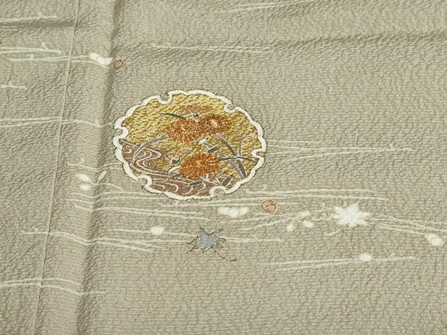 平和屋着物●訪問着 駒刺繍 雪輪草花文 金彩 正絹 逸品 未使用 DABB0707ud
