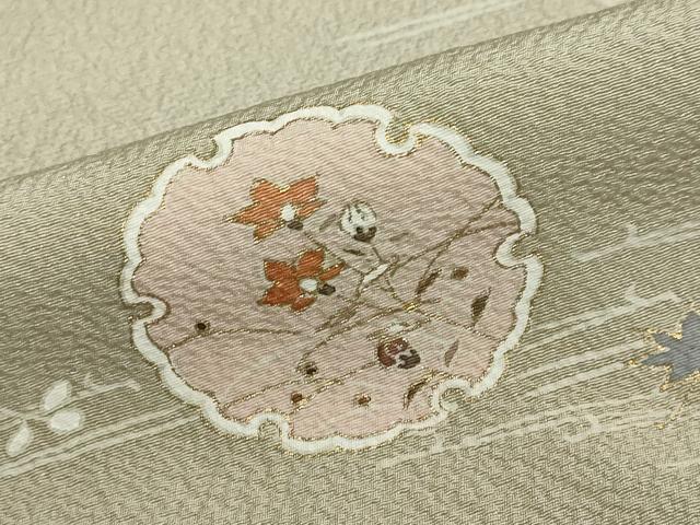 平和屋着物●訪問着 駒刺繍 雪輪草花文 金彩 正絹 逸品 未使用 DABB0707ud