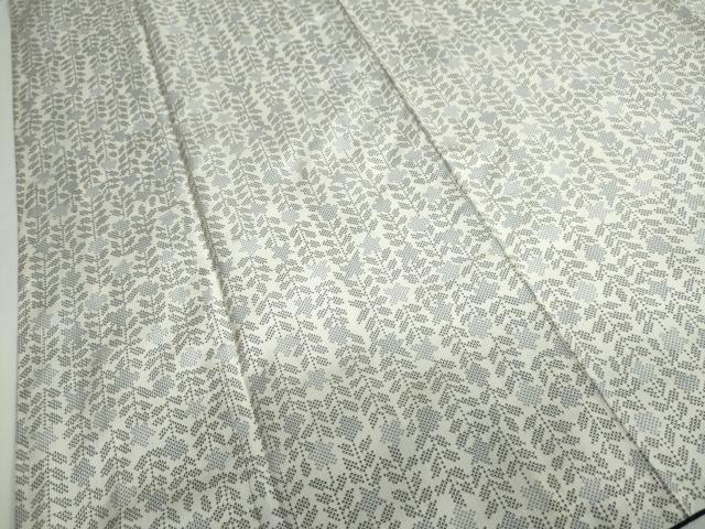 平和屋着物●本場大島紬 白大島 7マルキ 草花文 正絹 逸品 DABB0709ud