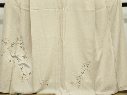 平和屋着物●訪問着 駒刺繍 松皮菱草花文 金銀彩 正絹 逸品 DABB0722ud