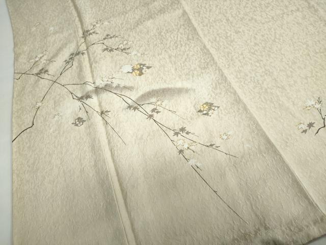 平和屋着物●訪問着 駒刺繍 松皮菱草花文 金銀彩 正絹 逸品 DABB0722ud