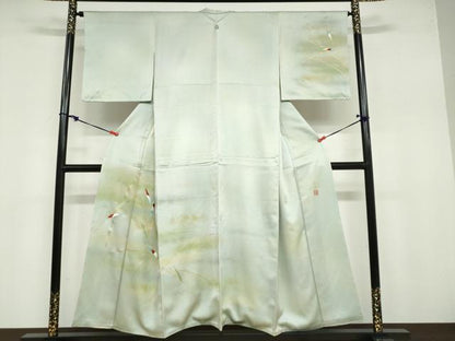 平和屋着物●人間国宝 福田喜三郎 訪問着 刺繍 笹文 暈し染め 金彩 正絹 逸品 DABB0726ud