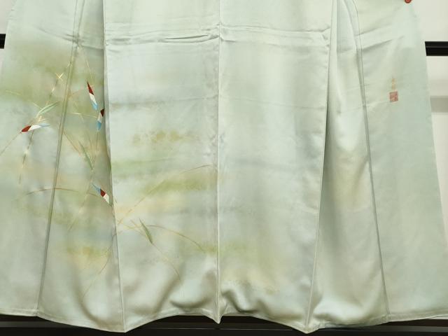 平和屋着物●人間国宝 福田喜三郎 訪問着 刺繍 笹文 暈し染め 金彩 正絹 逸品 DABB0726ud