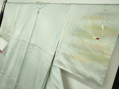 平和屋着物●人間国宝 福田喜三郎 訪問着 刺繍 笹文 暈し染め 金彩 正絹 逸品 DABB0726ud