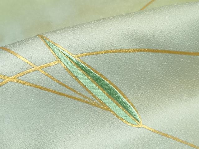 平和屋着物●人間国宝 福田喜三郎 訪問着 刺繍 笹文 暈し染め 金彩 正絹 逸品 DABB0726ud