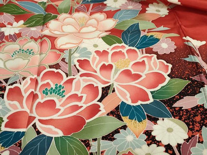 平和屋着物●豪華振袖 友禅 作家物 花鳥文 暈し染め 正絹 逸品 DABB0728ud
