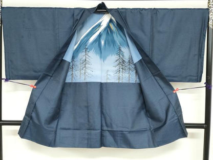 平和屋着物●男性 紬 アンサンブル 長羽織 100亀甲 総詰め キングサイズ 正絹 逸品 DABB0733ud