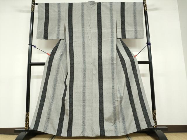 平和屋着物●結城紬 奥順 はたおり娘 80亀甲 抽象間道 正絹 逸品 DABB0735ud