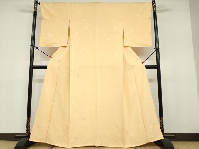 平和屋着物●上質な色無地 箔散らし地紋 杏色 正絹 逸品 DABB0736ud