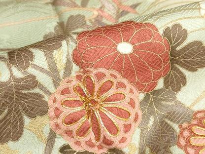 平和屋着物●訪問着 駒刺繍 流水草花籬文 暈し染め 金彩 正絹 逸品 DABB0737ud